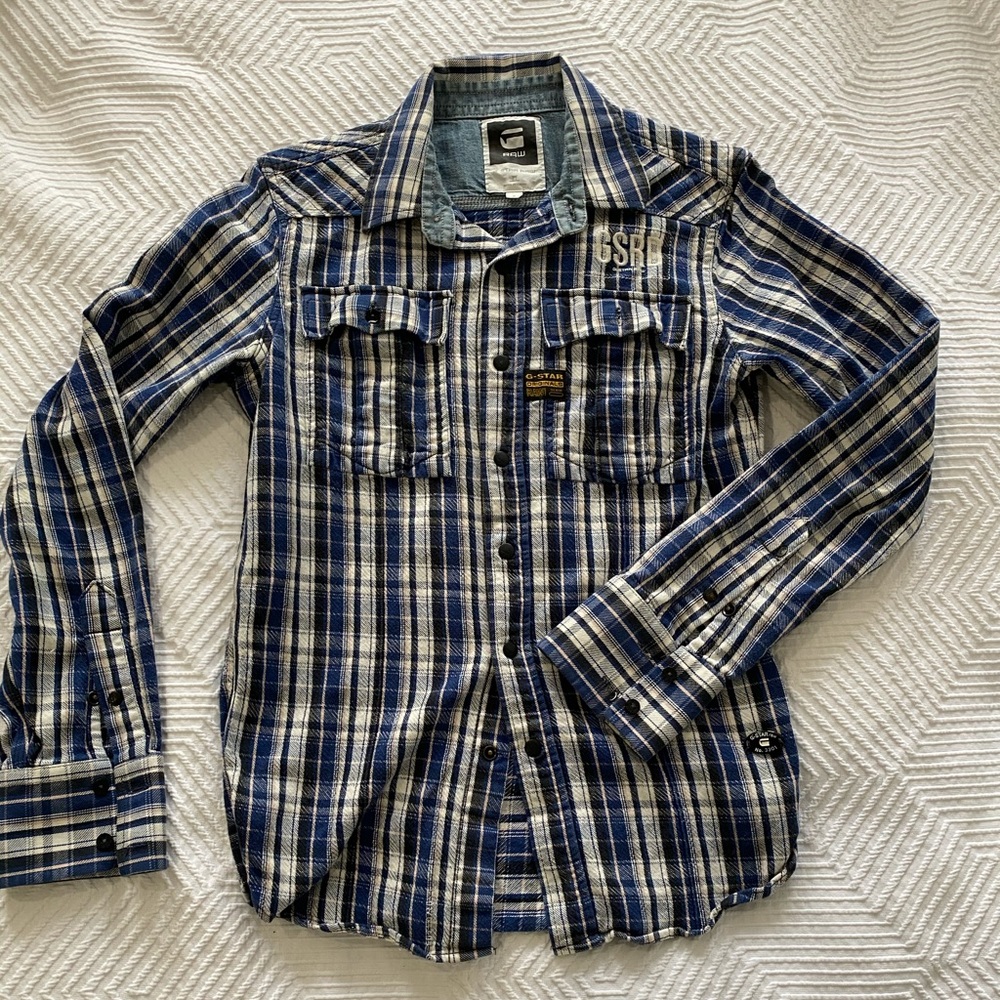 G Star Raw Snap Button Shirt Size S